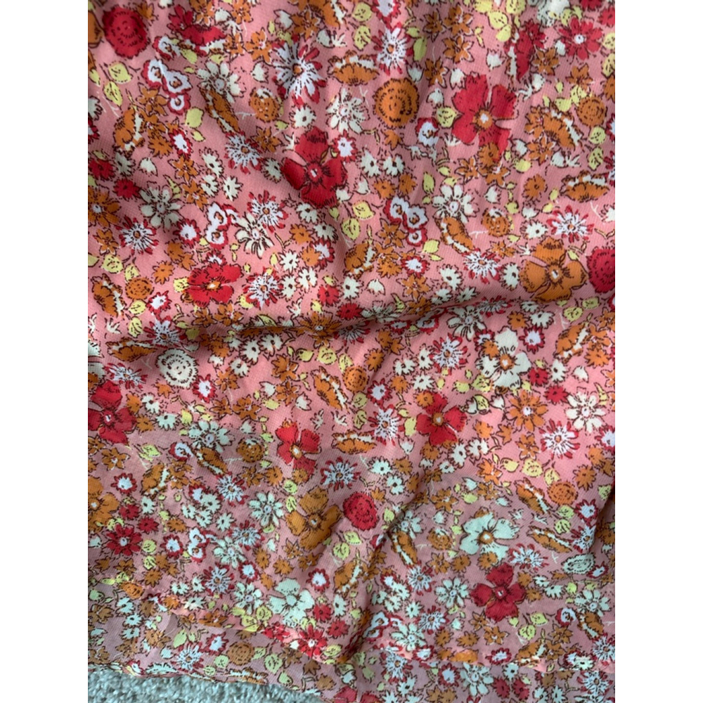 Women's Jessica Simpson M Coral Orange Floral Smocked Midi Dress - Picture 4 of 7